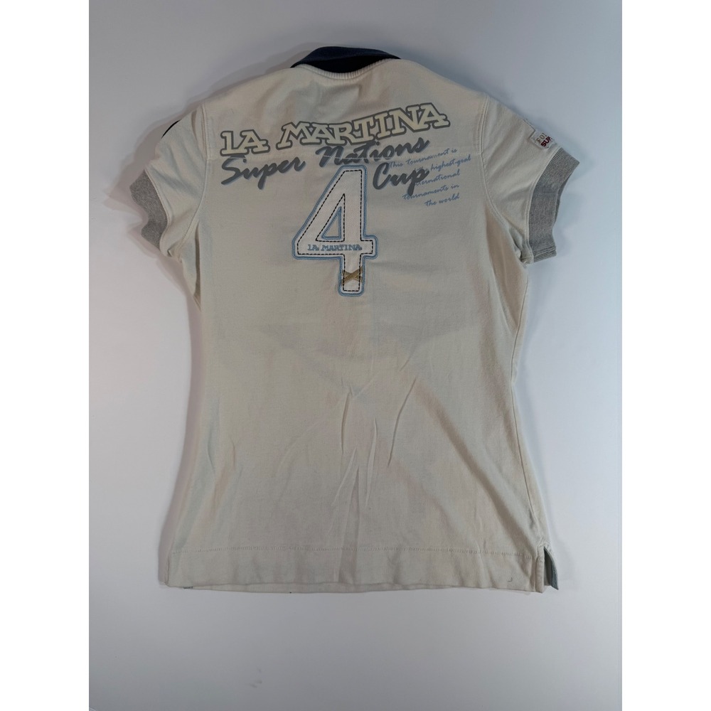 La Martina Argentina Equipo de Polo Shirt Cream Embroidered Super Nations Cup 1